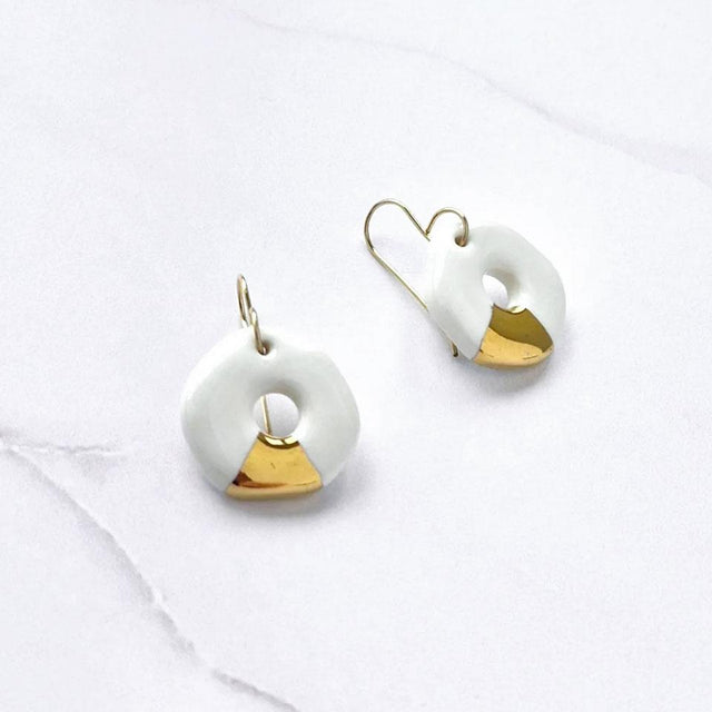 White & Gold Amy Dangle Earrings