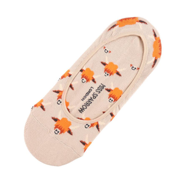 Silver Highland Cows Invisible Footsie Women's Socks