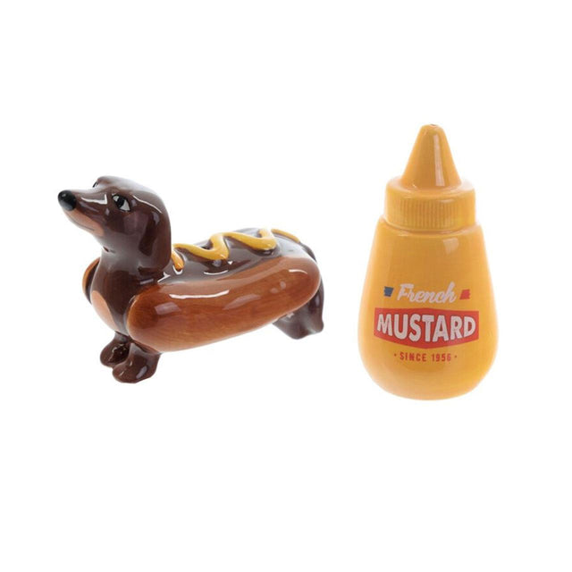 Sausage Dog in a Bun and Mustard Salt & Pepper Set