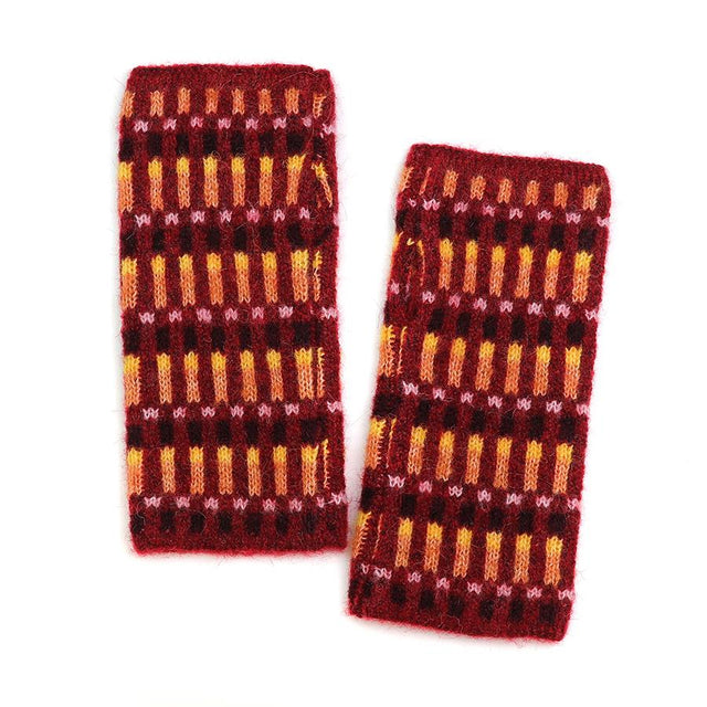 Peace of Mind Wine & Rust Firework Stripe Wrist Warmers