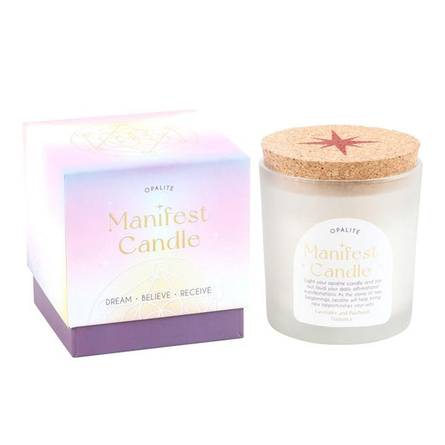 Manifestation Candle Opalite Lavender & Patchouli with Box