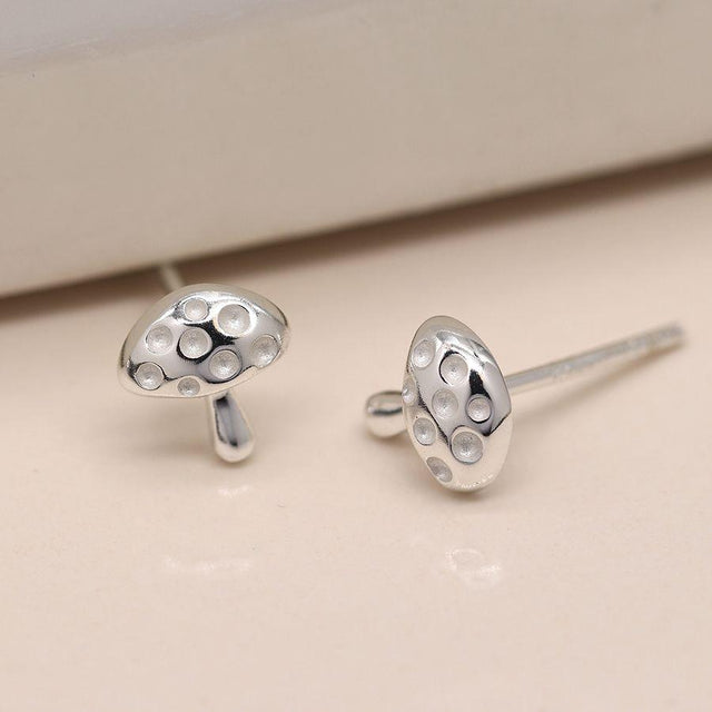 Pom Boutique Sterling Silver Toadstool Studs Close Up