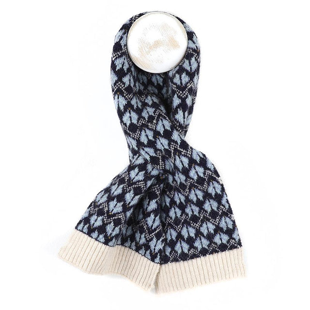Navy & Cream Mix Flower Pull Through Scarf