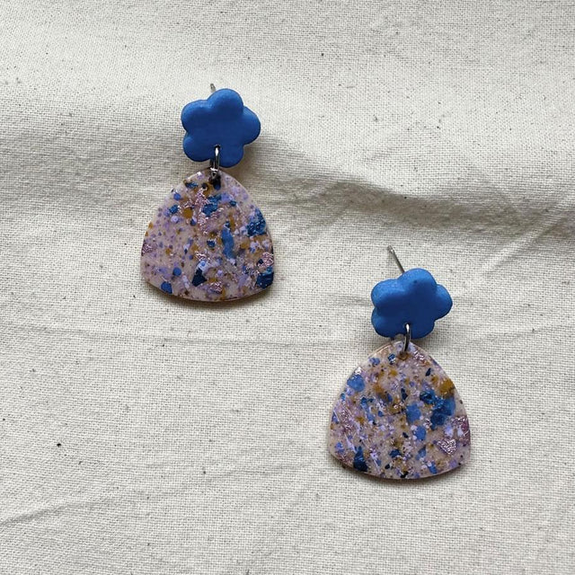 Periwinkle Flower Dangle Stud Earrings