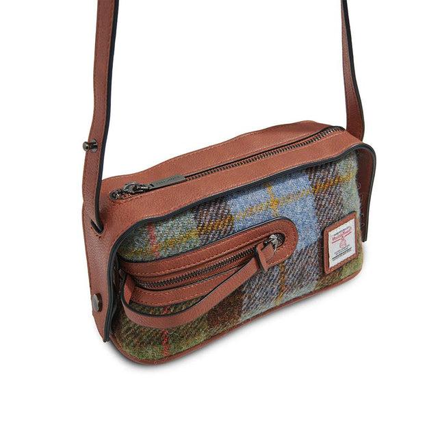 Chestnut and Blue Tartan Harris Tweed Harley Crossbody Bag