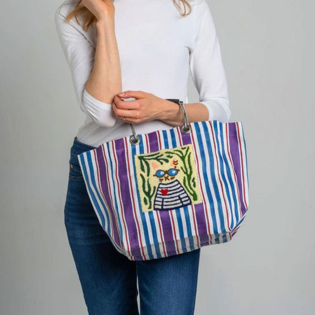 Cat Stripe Market Tote Bag