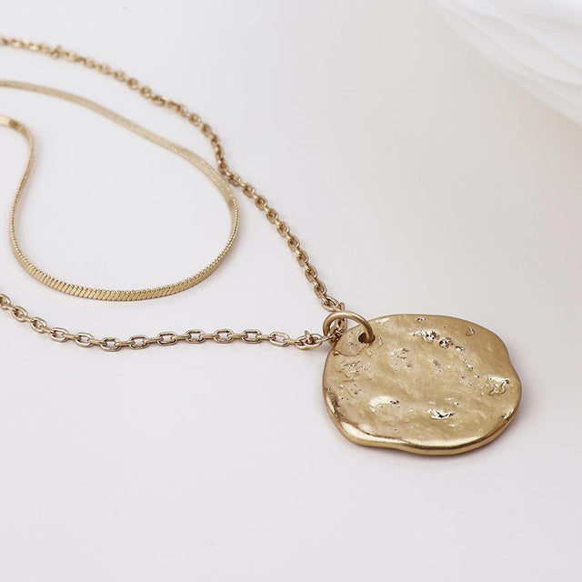 Worn Gold Solstice Eclipse Double Chain Necklace