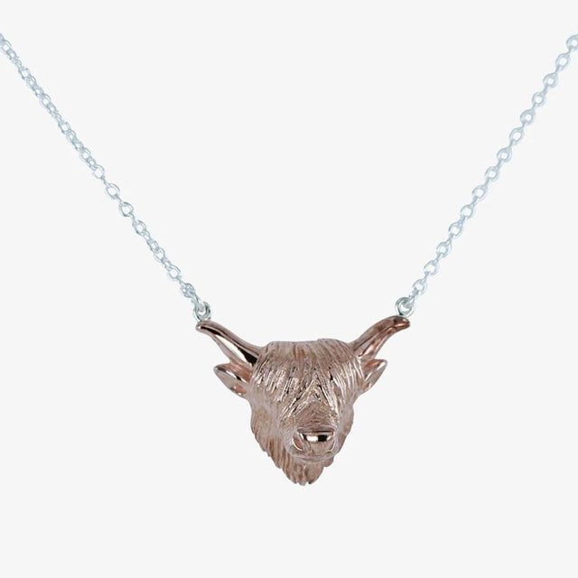 Highland Cow Necklace in Rose Gold