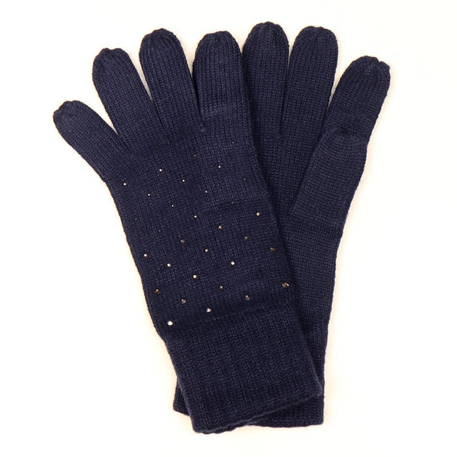 Dark Navy Blue Gloves With Studded Embellishment