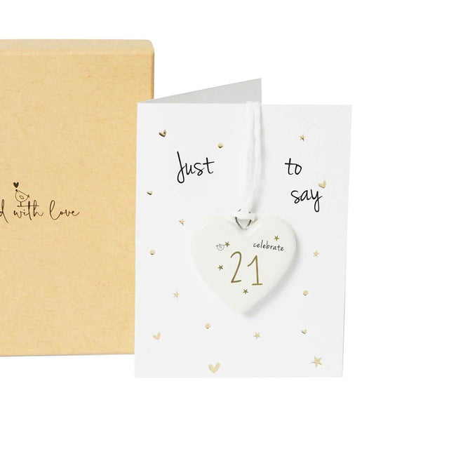21st Heart Ceramic Decoration in Gift Box