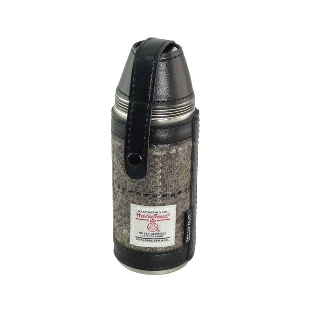 Harris Tweed Mink with Black Overcheck Hunting Flask