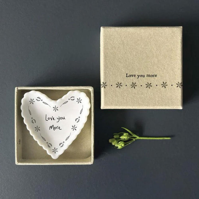 Love You More Small Scallop Porcelain Heart Dish with Box