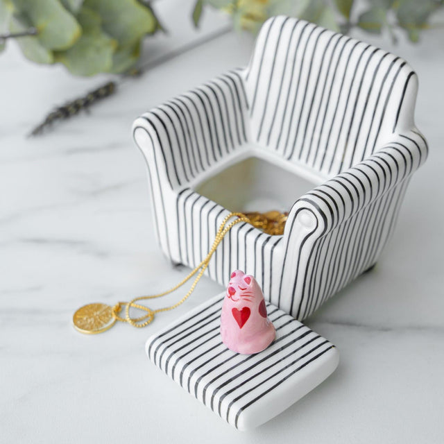 Striped Cat Sofa Jewellery Box