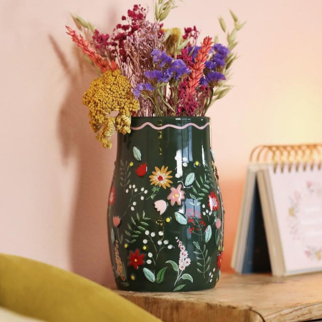 Forest Green Flower Vase