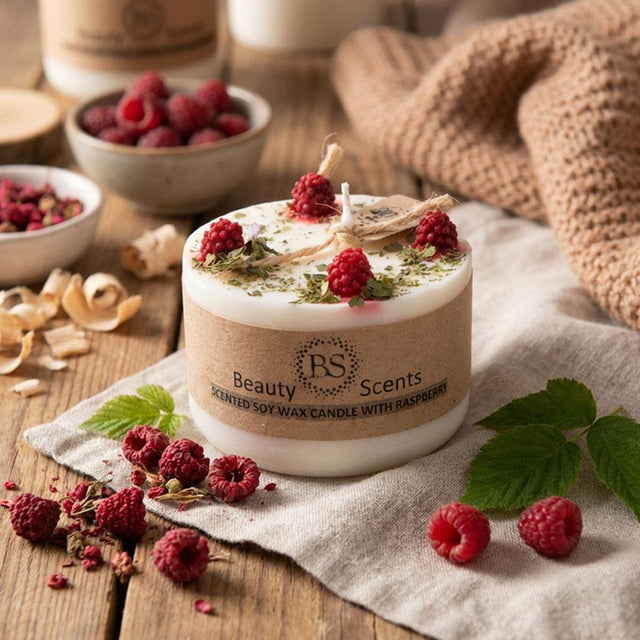 Small Raspberry Pillar Candle