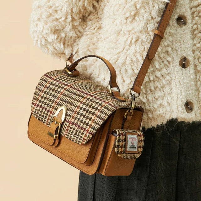 Harris Tweed The Melrose Crossbody in Beige Dogtooth Weave
