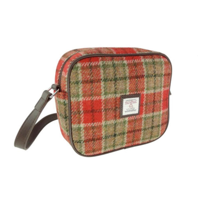 Glen Appin Harris Tweed Almond Shoulder Bag in Red & Green Tartan