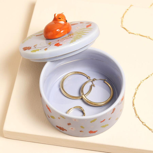 Purple Oval Fox Trinket Pot