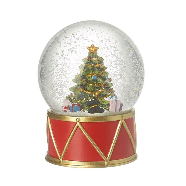 Christmas Tree Snowglobe with Red Drum Base