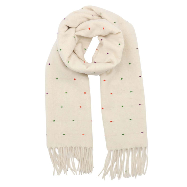 Cream Dots Winter Scarf