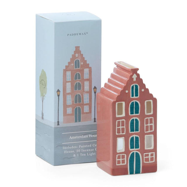 Paddywax Amsterdam House Ceramic Incense & Tea Light Holder with Gift Box