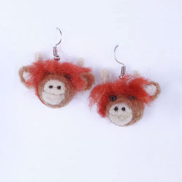 Highland Cow Wool Felt Earrings
