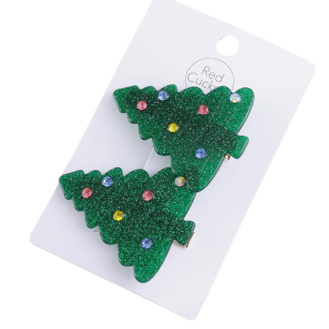 Christmas Tree with Baubles Hair Clips