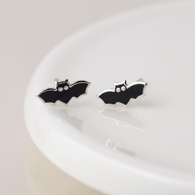 Silver Bat Stud Earrings