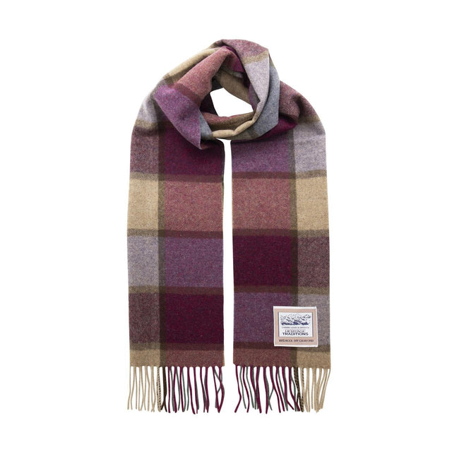 Purple Check Heritage Wool Scarf
