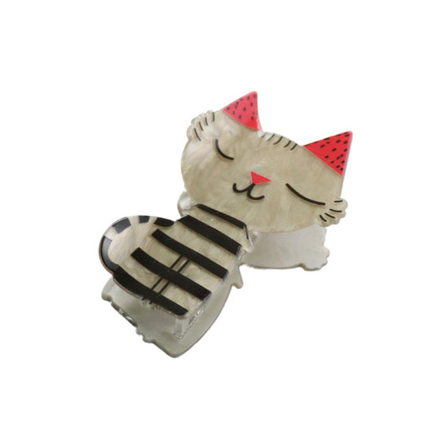 Red and Grey Cat Hair Claw Clip