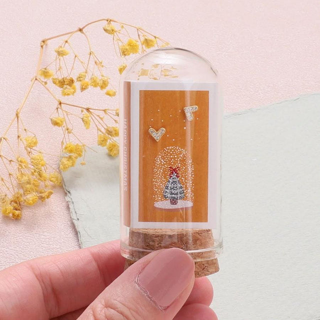 Gold Crystal Heart Earrings on Snowglobe Card