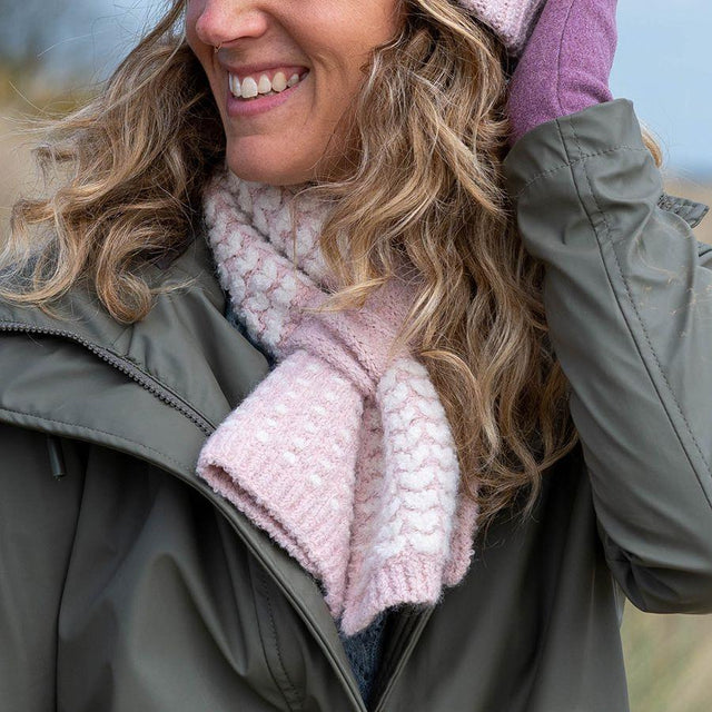 Pastel Pink Scandi Heart Short Pull Trough Scarf