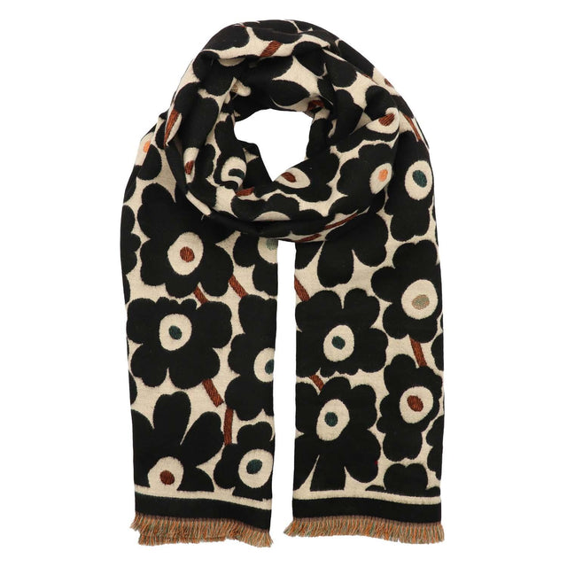 Black Floral Winter Scarf