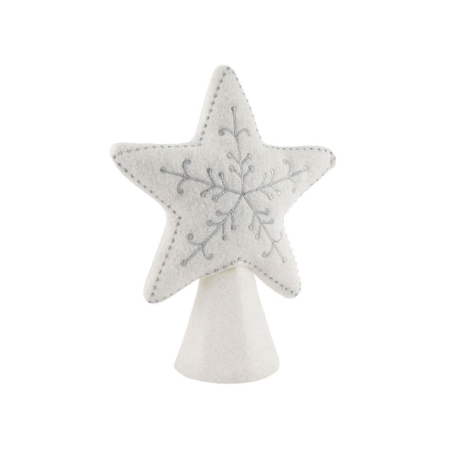 Christmas Silver Star Felt Tree Topper Close Up