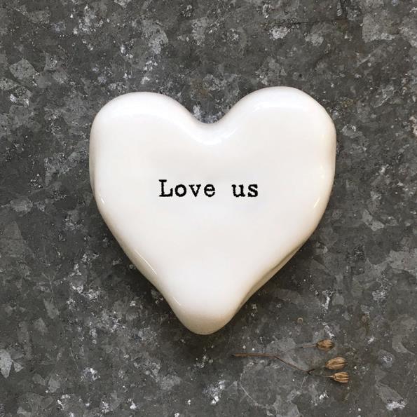 Love Us White Porcelain Heart Token