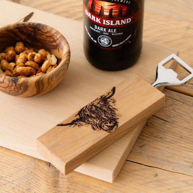 Highland Cow Beech Wood Bottle Opener