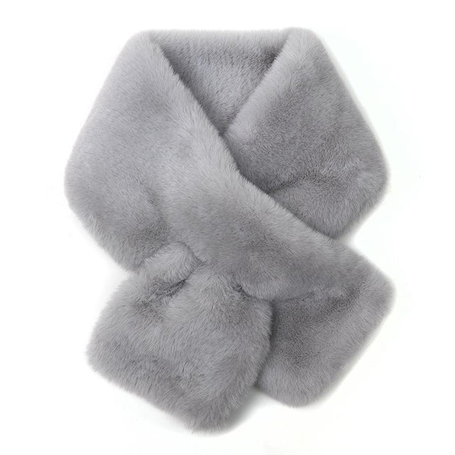 Peace of Mind Dove Grey Supersoft Faux Fur Pull Through Scarf