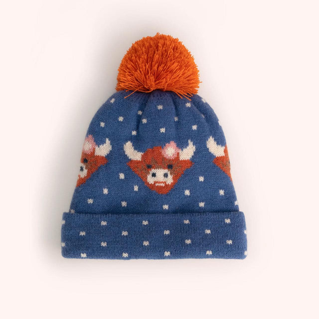 Navy Highland Cow Kid's Hat