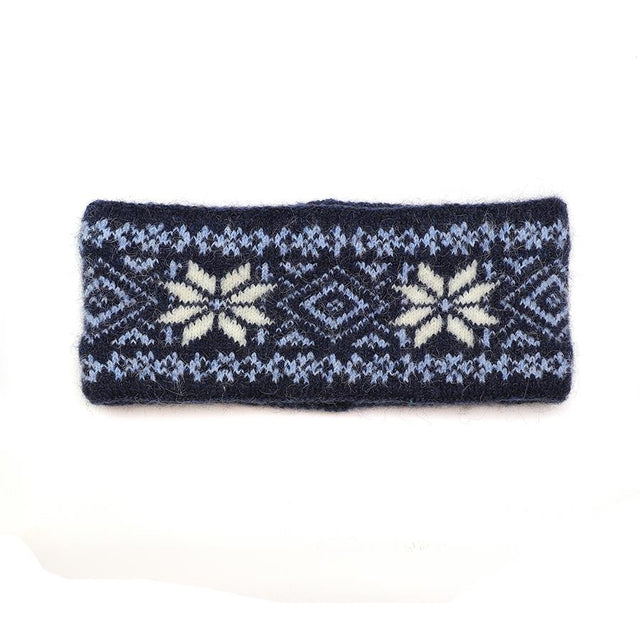 Peace of Mind Navy Nordic Starflower Fleece Lined Headband