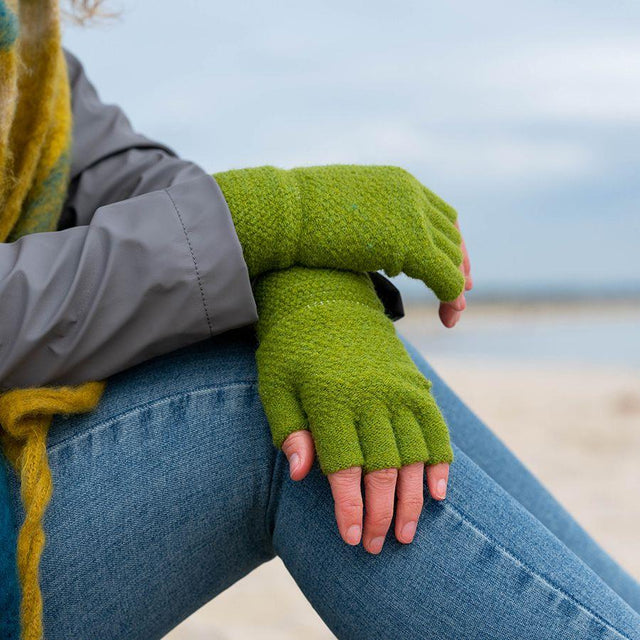 Lime Green Fingerless Gloves