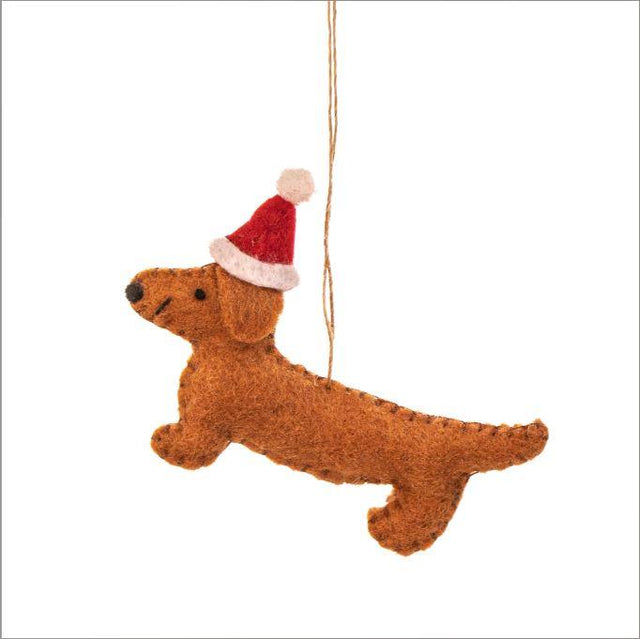 Sass & Belle Sausage Dog Flat Felt Hanging Decoration