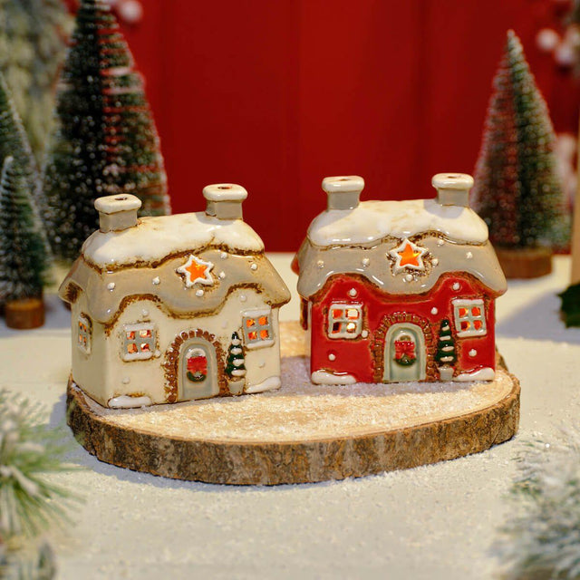 Christmas Cottage Tea Light Holder - Assorted Designs