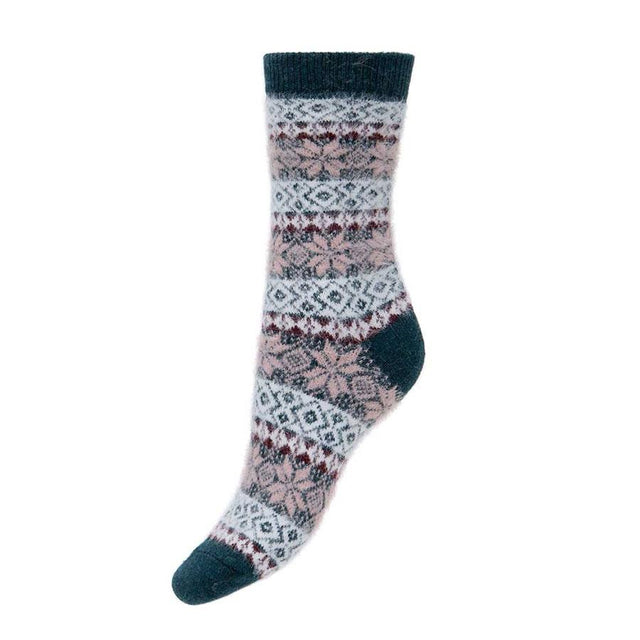 Pink and Teal Pattern Women's Wool Blend Socks Miss Sparrow
