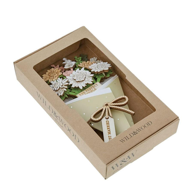 Just Married 3D Flower Bouquet Standing Decoration in Gift Box