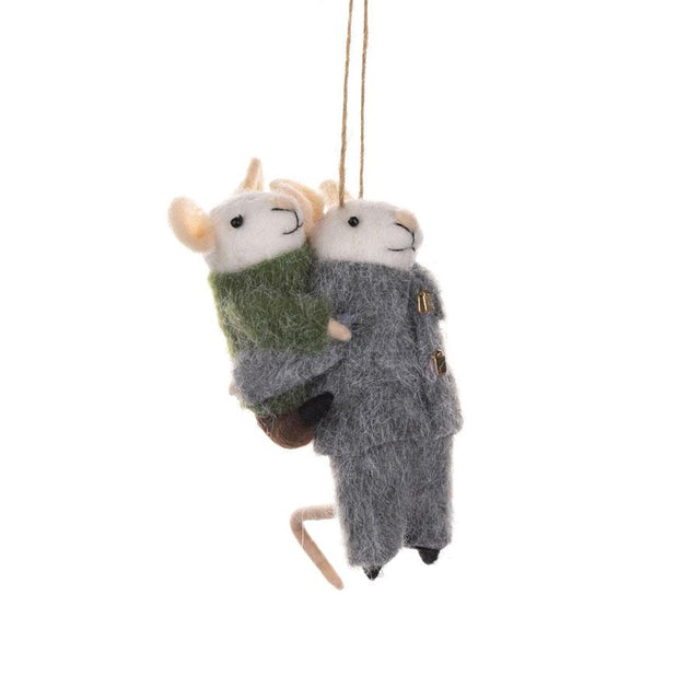 Piggy Back Mice Felt Hanging Decoration