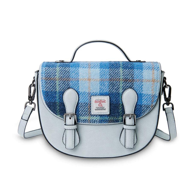 Islander Harris Tweed Mini Cobble Satchel in Blue Tartan