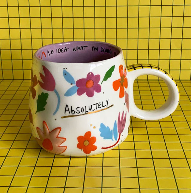 House of Disaster Absolutely No Idea Floral Ceramic Mug