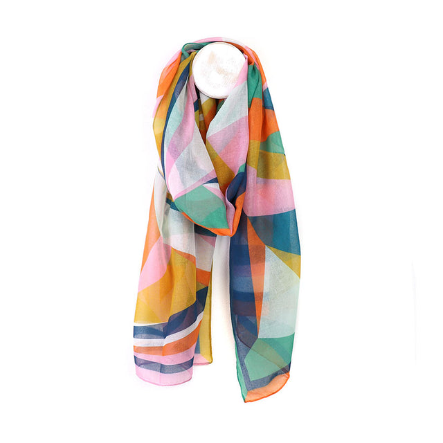 Pom Boutique Multi Colour Abstract Print Scarf