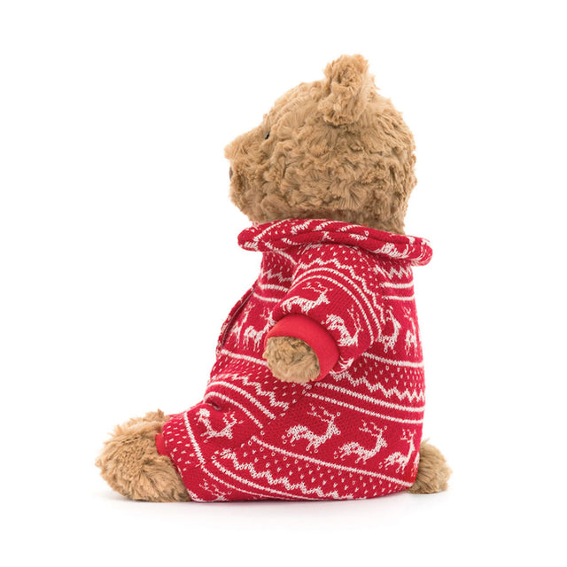 Jellycat Bartholomew Bear Winter Pyjamas Side View