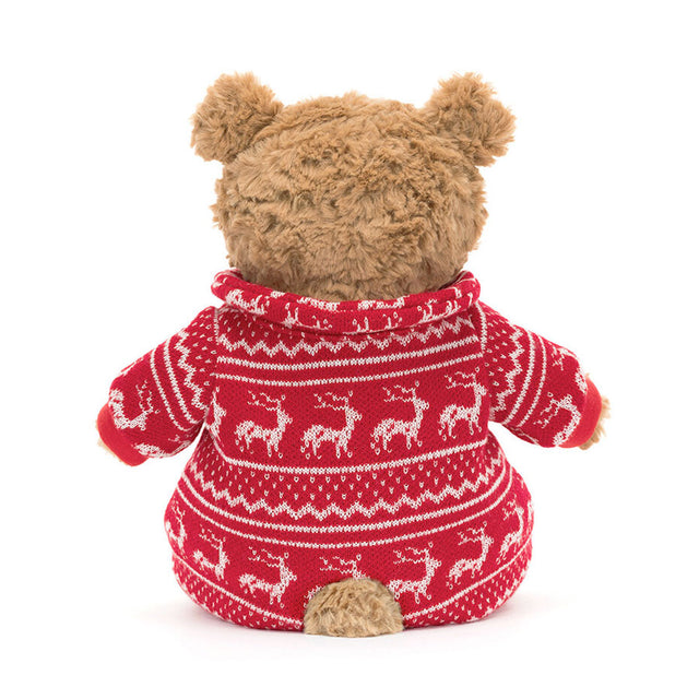 Jellycat Bartholomew Bear Winter Pyjamas Back View